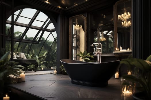 Gold bath. Interior classic detail. Generate Ai