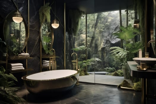 Extravagant Gold bath. Interior classic detail. Generate Ai