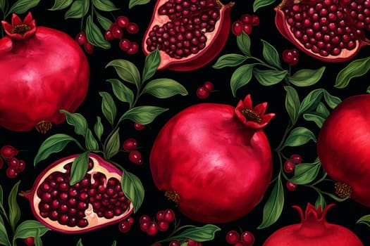 Pomegranate background. Sweet vitamin fruit. Generate Ai