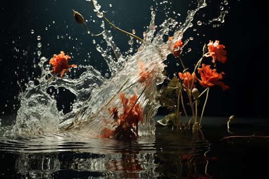Tranquil Pond calm water splash. Deep photo. Generate Ai