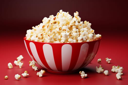 Crunchy Fresh popcorn bowl. Snack dish view. Generate Ai