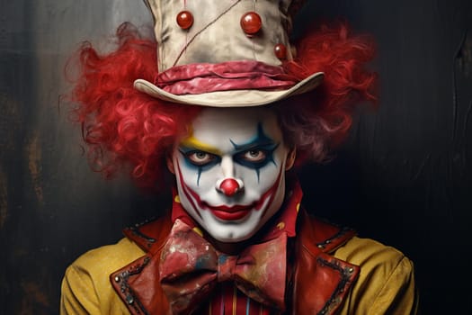 Gleeful man clown. Party person at summer birthday. Generate Ai