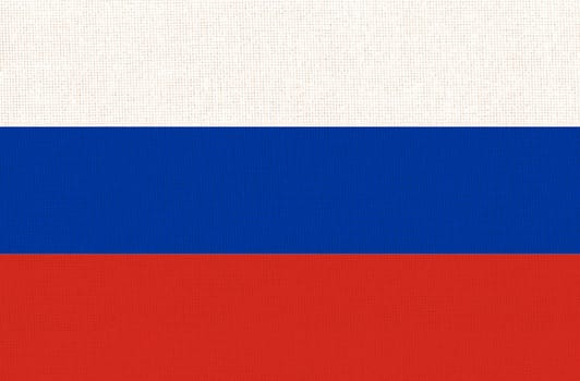 Flag of Russian Federation. russian flag on fabric surface. Fabric texture. National Polish symbol. Polish national flag. European country. Terrorist country. National symbol