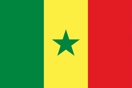 Flag of Senegal. Senegal flag on fabric surface. Fabric Texture. National symbol. Republic of Senegal. African country. Senegal flag illustration