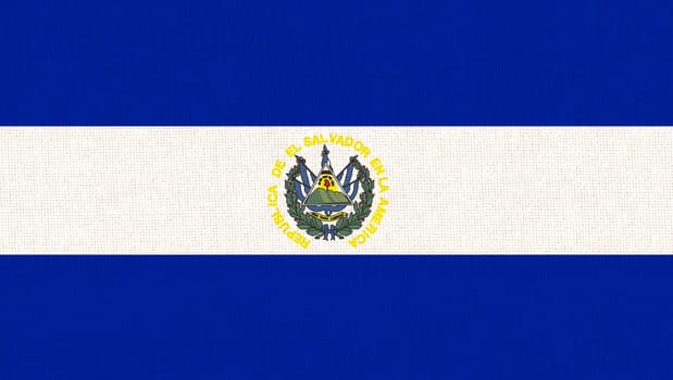 Flag of El Salvador. Salvadoran flag on fabric surface. Fabric Texture. National symbol. Republic of El Salvador. Salvador national flag. 3d illustration