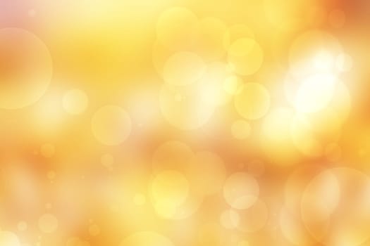 Hello autumn background. Abstract autumn gradient gold yellow orange bright background texture with leaves and bokeh circles. Indian summer. Card design with space text. Beautiful backdrop.