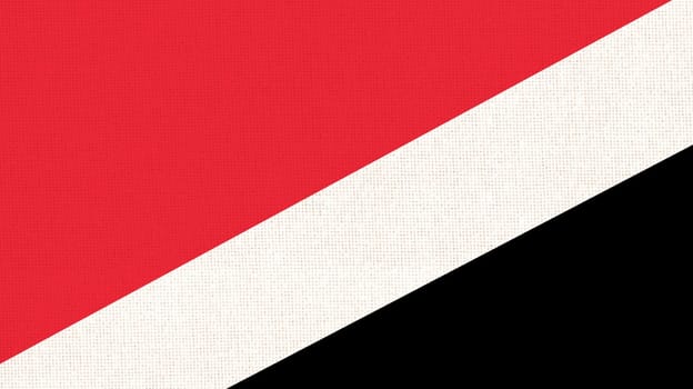flag of Sealand. National flag of Sealand on fabric surface. National symbol of small state on textured background. Fabric texture. Principality of Sealand. Island country