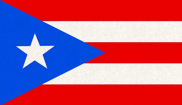 flag of Puerto Rico. Flag of Commonwealth of Puerto Rico. National Puerto Rican flag on fabric surface. Island country. national symbol on textured background. Illustration of national symbol