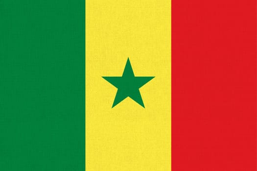 Flag of Senegal. Senegal flag on fabric surface. Fabric Texture. National symbol. Republic of Senegal. African country. Senegal flag illustration