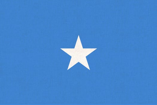 Flag of Somalia. Somali flag on fabric surface. Fabric texture. National symbol. Federal Republic of Somalia. African country. 3D illustration