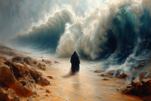 Moses splits the red sea, Exodus of the bible, Israelites crossing the water, escape from the Egyptians