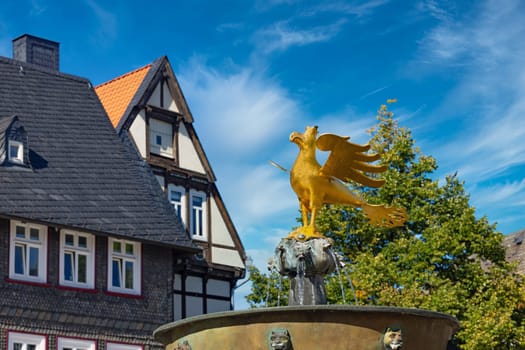 The eagle on the market fountain is the heraldic animal of the former free imperial city of Goslar