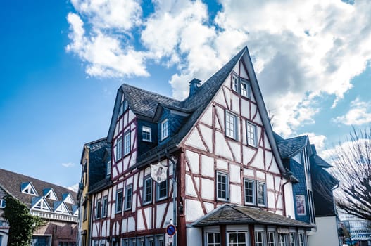 Architecture from half-timbered house facades in Wetzlar, Hesse.