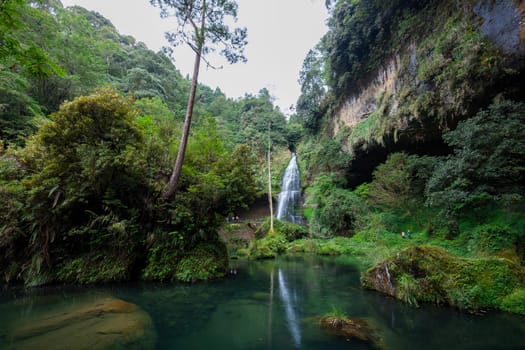 Waterfall at sun link sea in Nantou at Taiwan