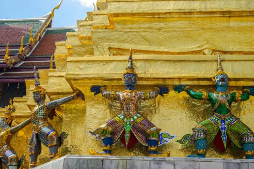 Bangkok, Thailand - August 24, 2018: Statues of Buddhist folklore. Temple complexes in Thailand. Buddhist temples in Bangkok