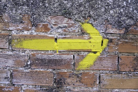 Detail of sign for pilgrims, sport and religious belief