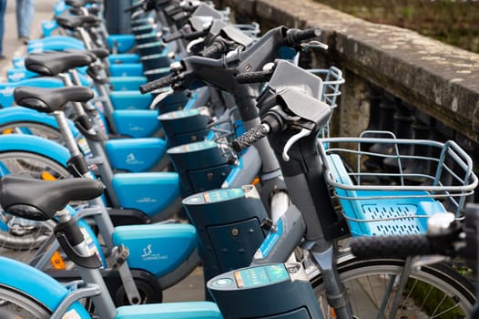City bicycle for rent parking in Luxembourg, transportation and infrastructure, environment and ecologic lifestyle, bike share, 14.02.2024