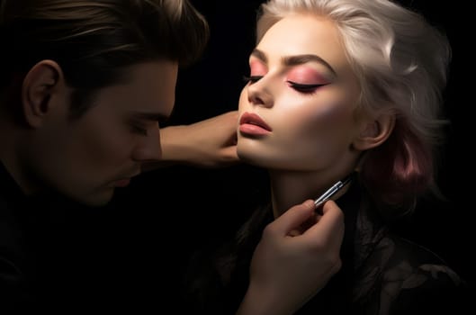 Innovative Makeup artist eyeshadow. Cosmetic stylish. Generate Ai