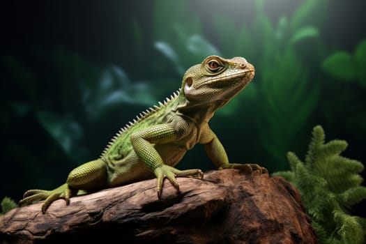 Detailed Lizard view colorful background. Eye predator. Generate Ai