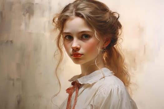 Portrait of positive European girl. Happy glamorous lady. Generate ai