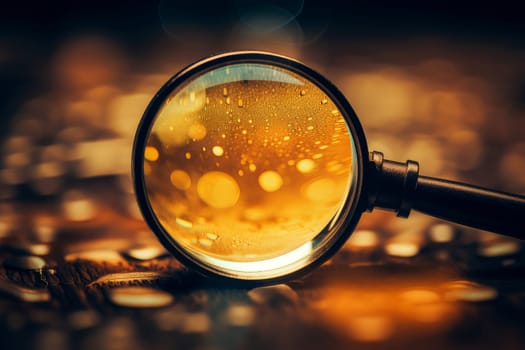 Polished Magnifying glass wooden. Hand tool. Generate Ai
