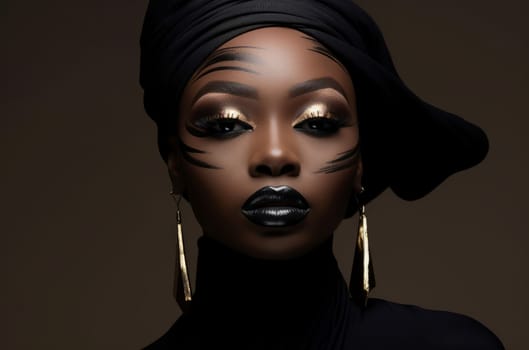 Creative Colorful woman makeup. Portrait style people. Fictional person. Generate Ai