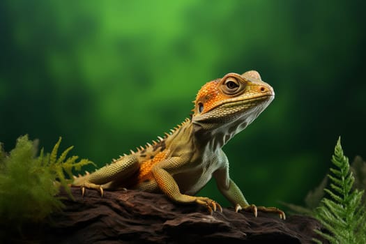 Mesmerizing Lizard view colorful background. Eye predator. Generate Ai