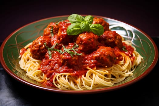 Succulent Tomato sauce meatballs. Fresh italian lunch. Generate Ai