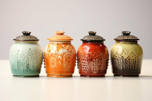 Ornamental Ceramic tea caddies. Drinks ceramic. Generate Ai