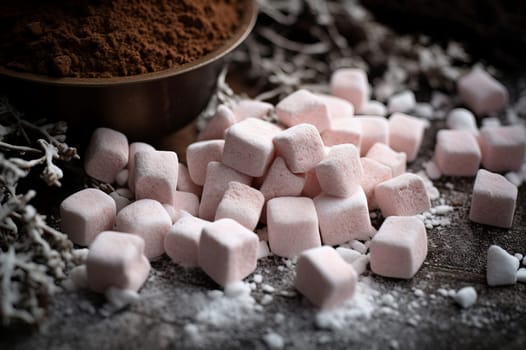 Dreamy Marshmallow background. Soft candy food. Generate Ai