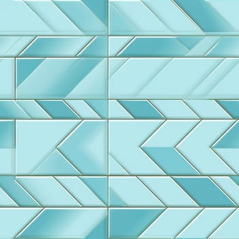 Contemporary Metro tile blue aqua banner. Nature subway decor mosaic block. Generate Ai
