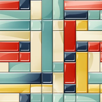 Sleek Metro tile blue aqua banner. Nature subway decor mosaic block. Generate Ai