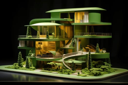 Eco-friendly Model green house. Grass sale. Generate Ai