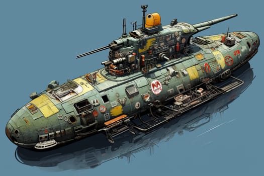 Sophisticated Military submarine. Ocean defense naval. Generate Ai