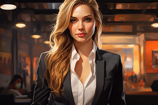 Savvy business woman lady. Smile face. Generate Ai