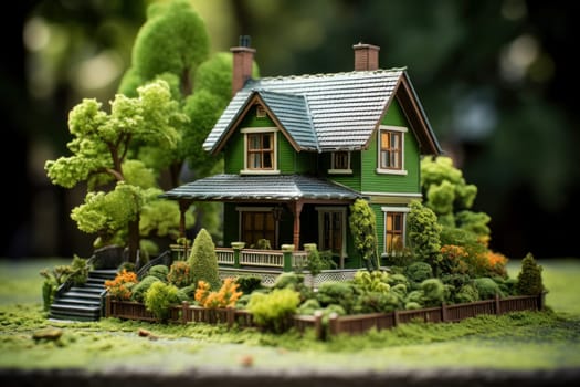 Elegant Model green house. Grass sale. Generate Ai