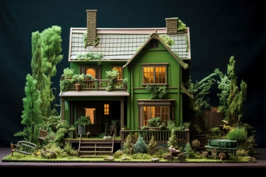 Compact Model green house. Grass sale. Generate Ai