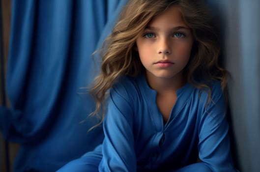 Modern child girl underground bunker. Bomb shelter. Generate Ai