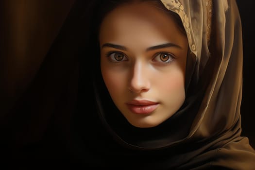 Dignified Muslim woman portrait. Fashion east. Generate Ai