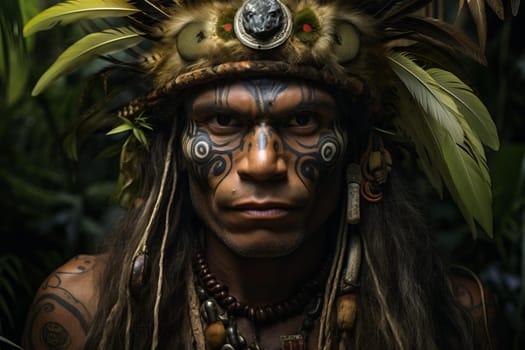 Jungle man portrait. Explore asian. Generate Ai