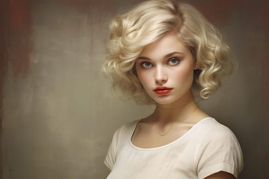 Detailed Portrait retro blondie. Fashion fun. Generate Ai