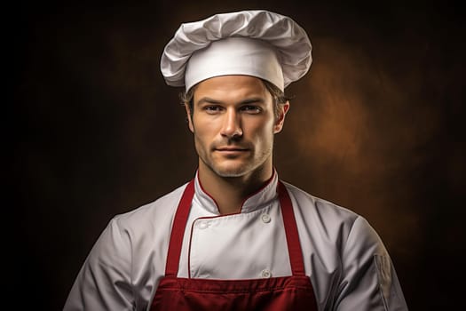 Portrait male chef. Food person at kitchen service cook. Generate Ai