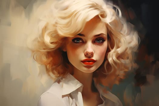Artistic Portrait retro blondie. Fashion fun. Generate Ai