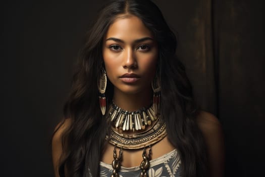 Traditional Native indian american. Nature tribe. Fictional person. Generate Ai