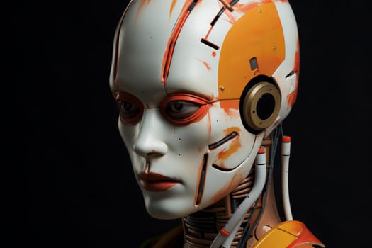 Incomplete android. Cyborg head futuristic. Generate Ai