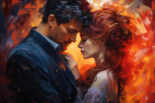 Intimate Passionate couple kiss portrait. Love young romantic adults. Generate Ai