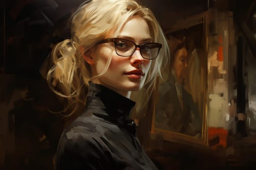 Expressive Portrait woman explaining. Business woman speaker presentation meeting. Generate ai