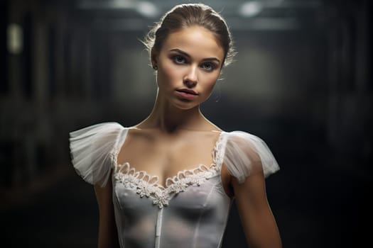 Ballerina portrait. Dancer balance grace. Generate Ai