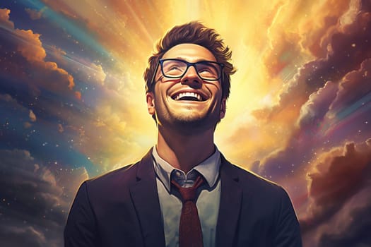 Positive man. Male cool portrait. Generate Ai