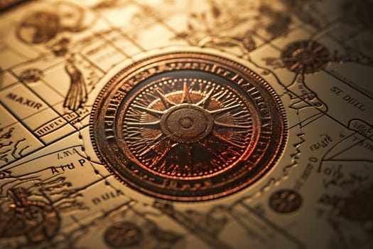 Detailed Closeup up photo of medieval post stamp. Retro old wax seal stamp for letters. Generate ai